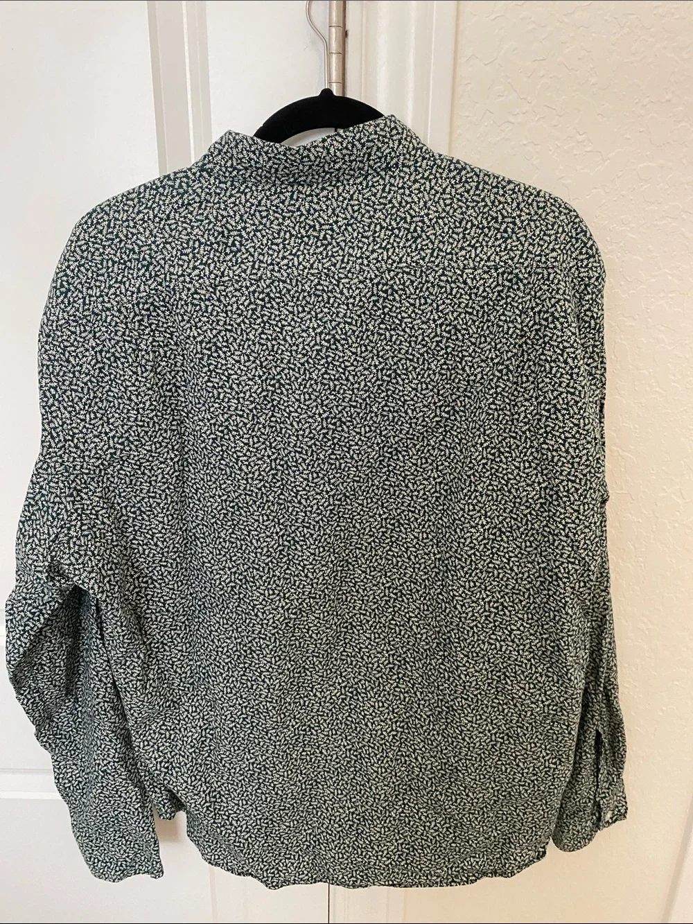 J. Crew Button-Down Shirt in Dark Green with White Micro Pattern